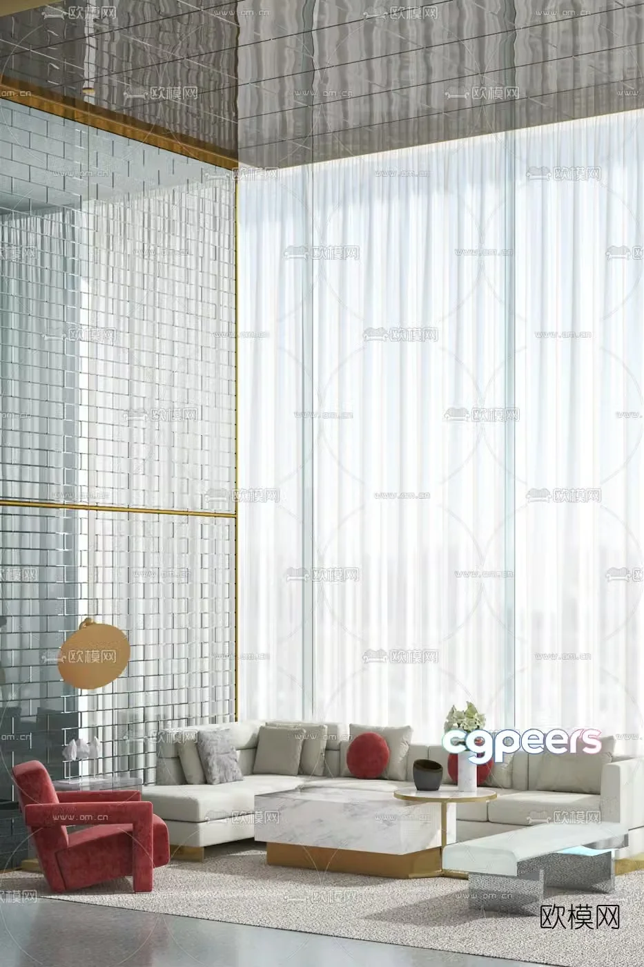 Daji&Puhui Design Modern Fabric Corner Sofa 3D Model