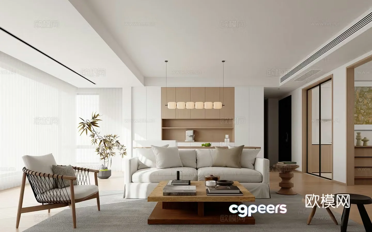 Living and dining room 3d model