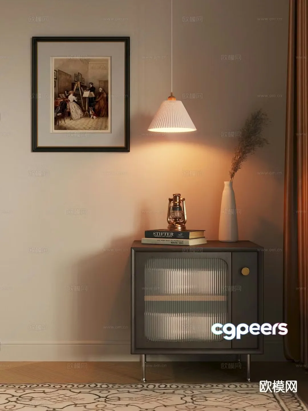 French bedside table 3d model