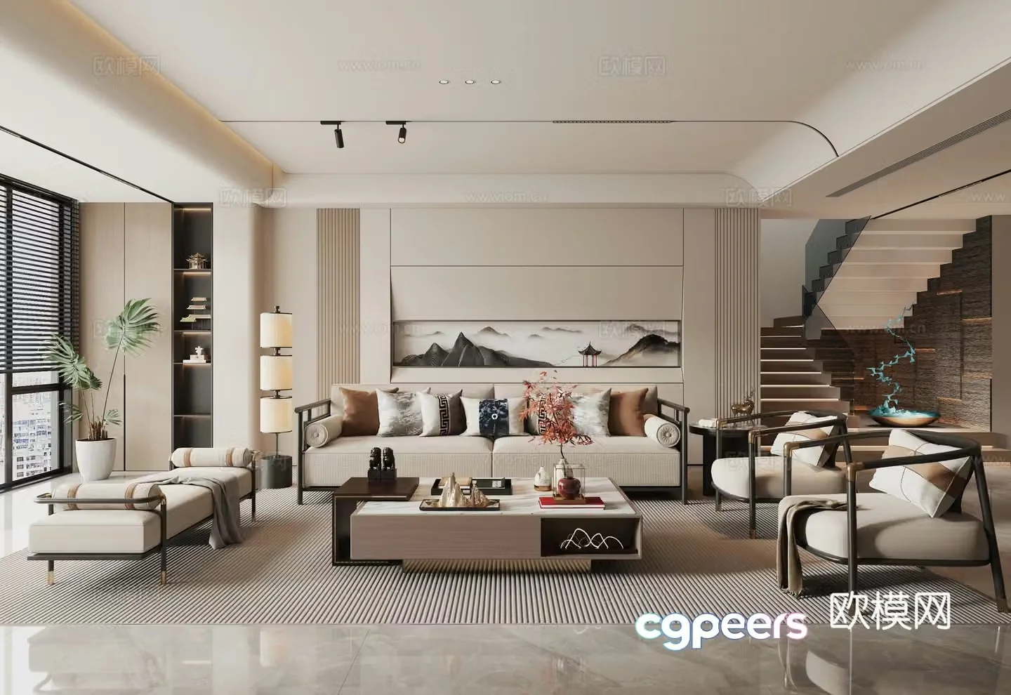 New Chinese style living room 3d model