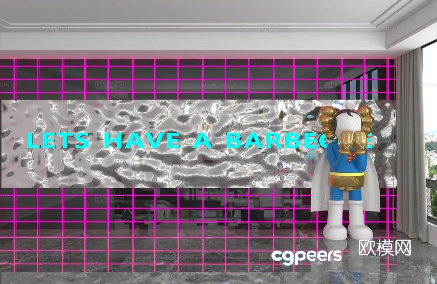 Modern background wall 3d model