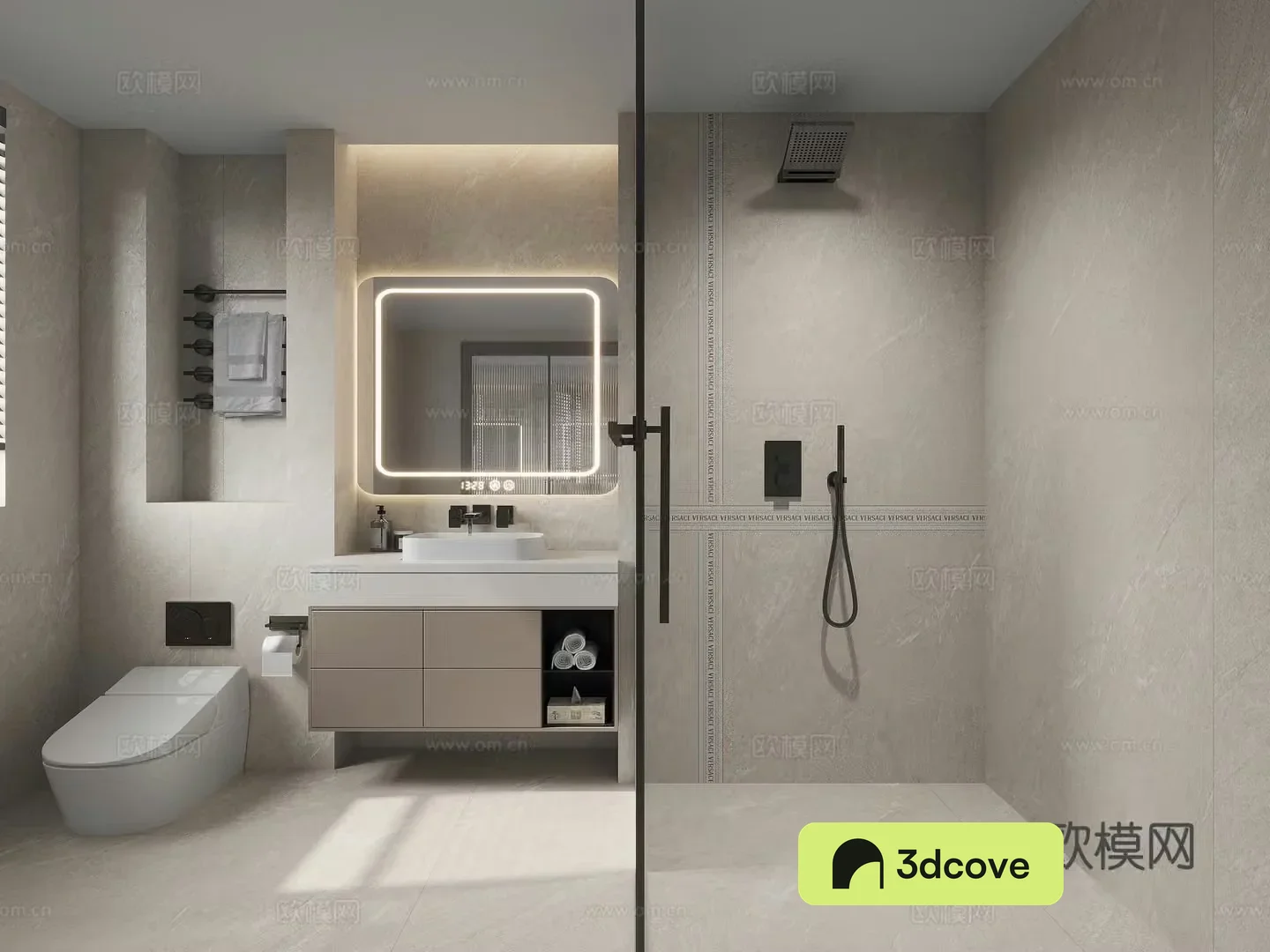 Bathroom glass bathtub black and white gray bathroom