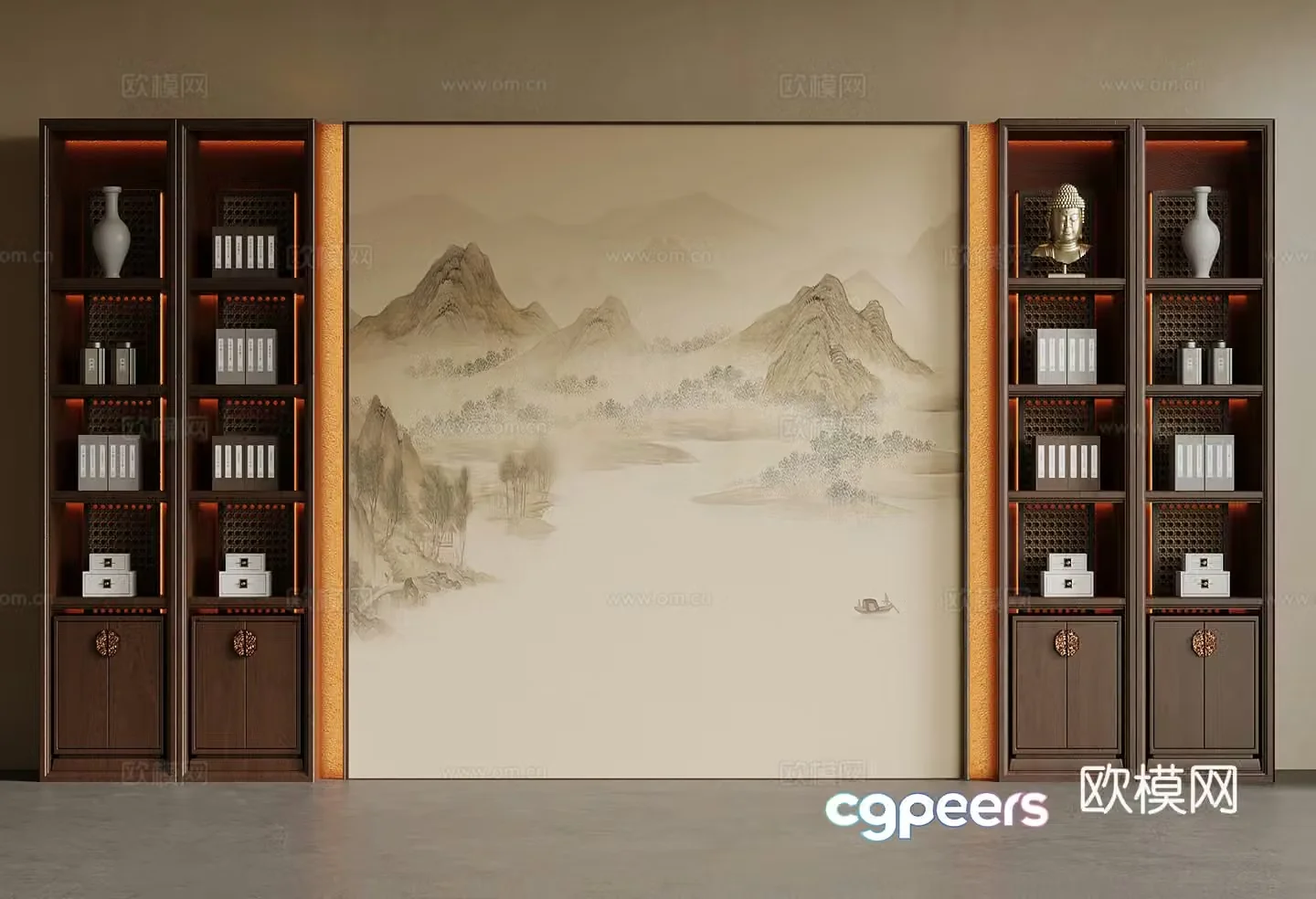 New Chinese bookcase 3D model