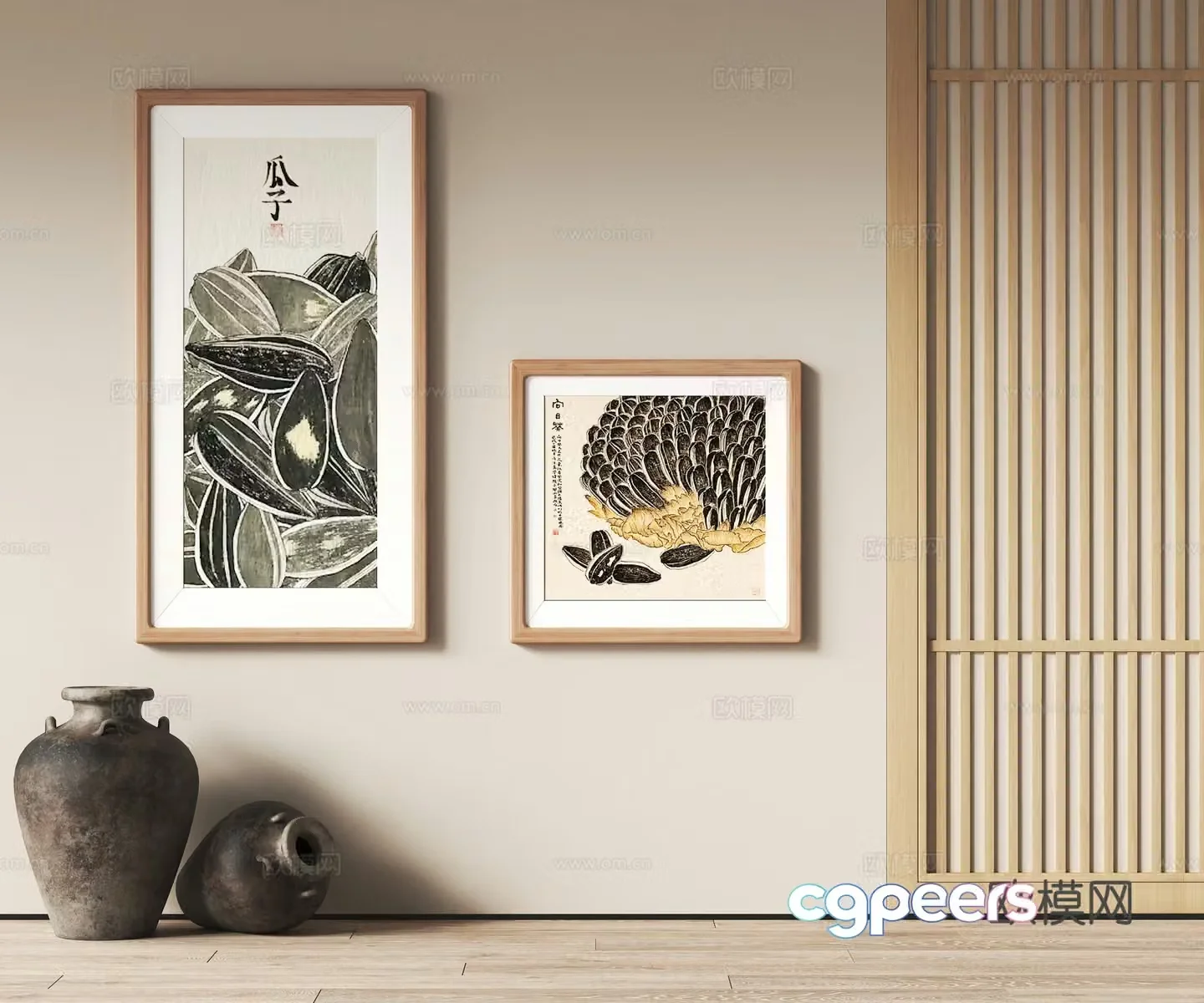 Wasabi wind decorative hanging painting 3d model