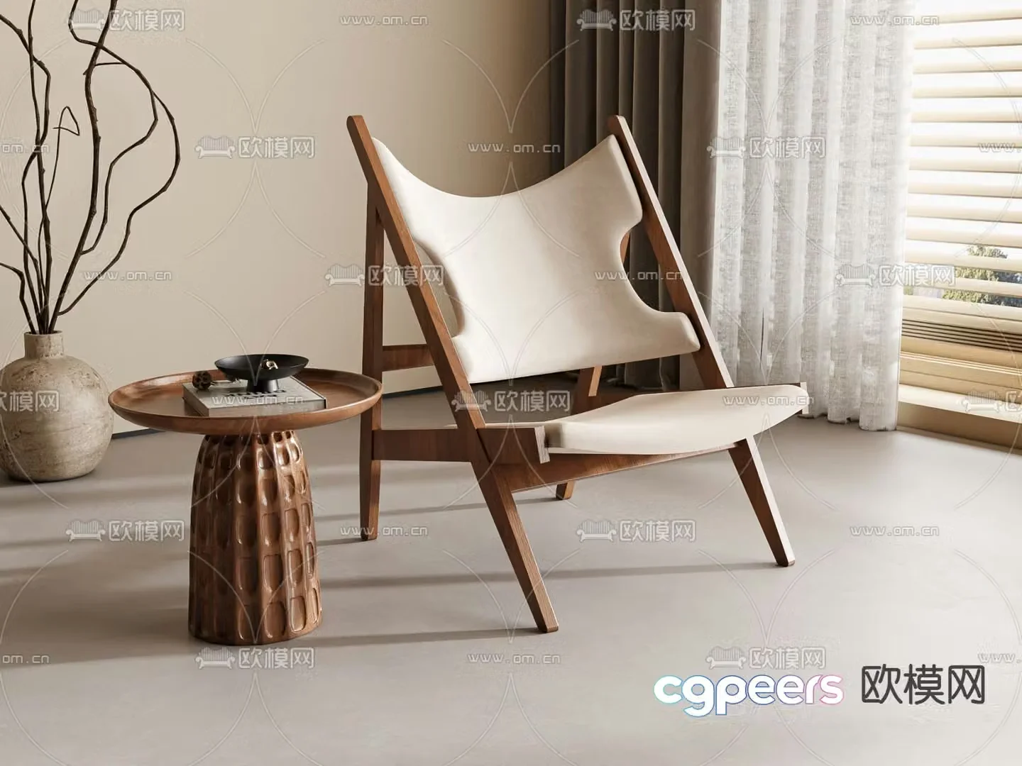 Wabi-sabi style leisure chair chair 3d model