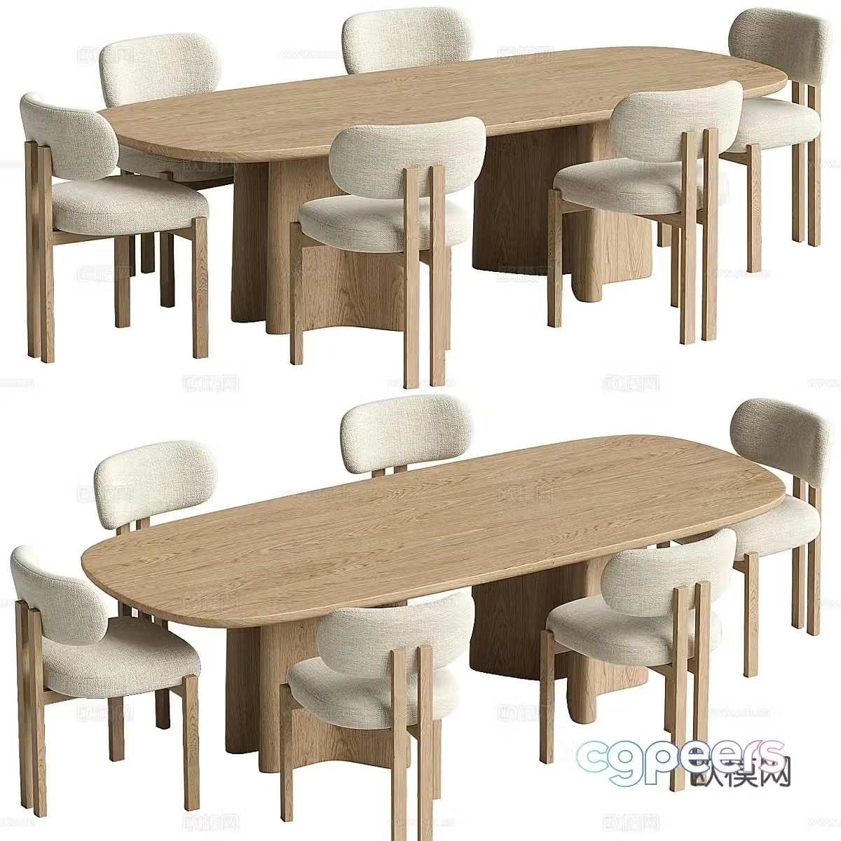 New Chinese dining table and chair 3D model