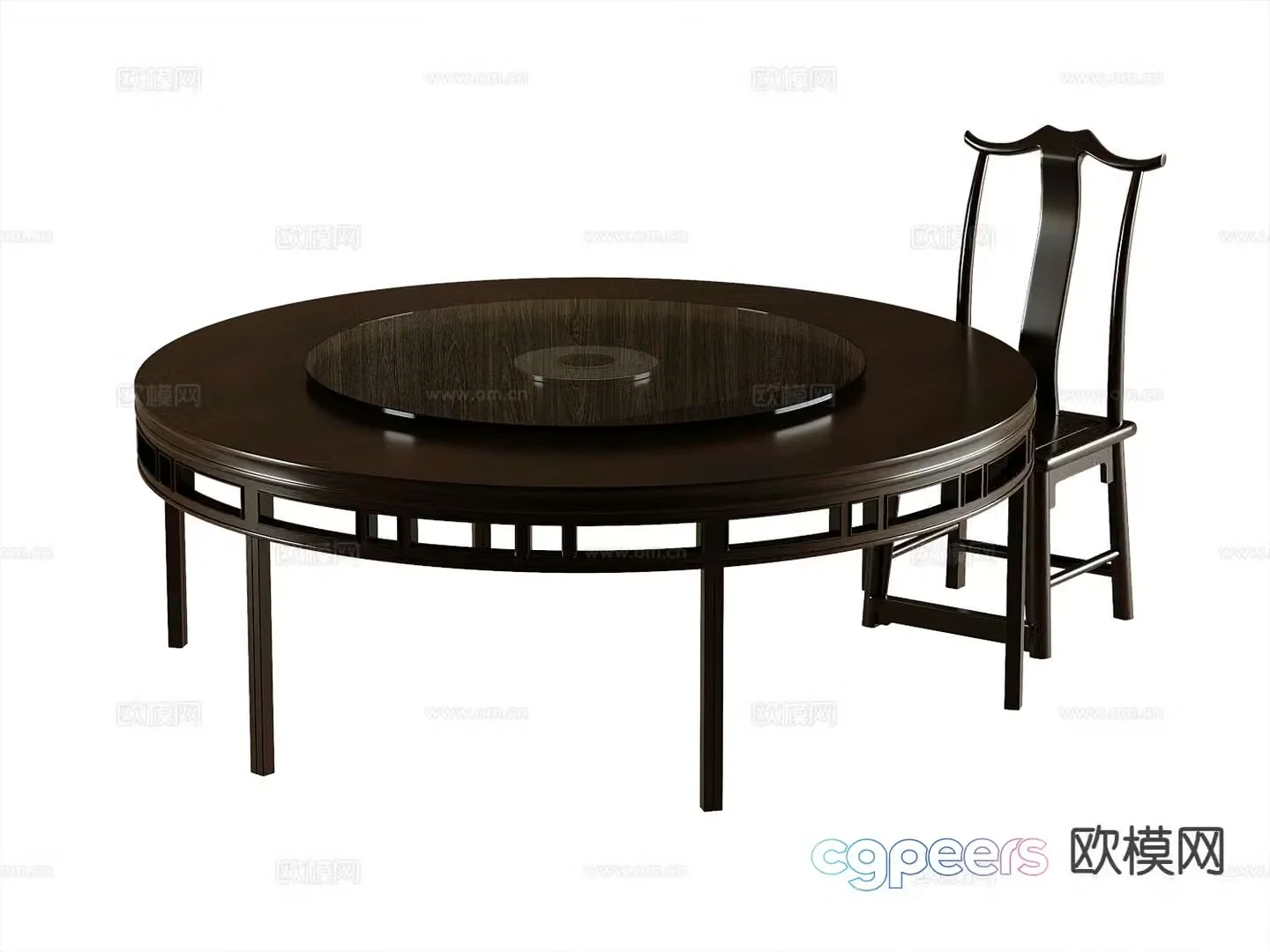 New Chinese dining table and chairs 3d model