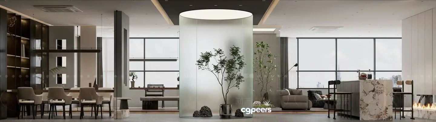 Modern Living Room 3D Model – 13703 – VRAY Render