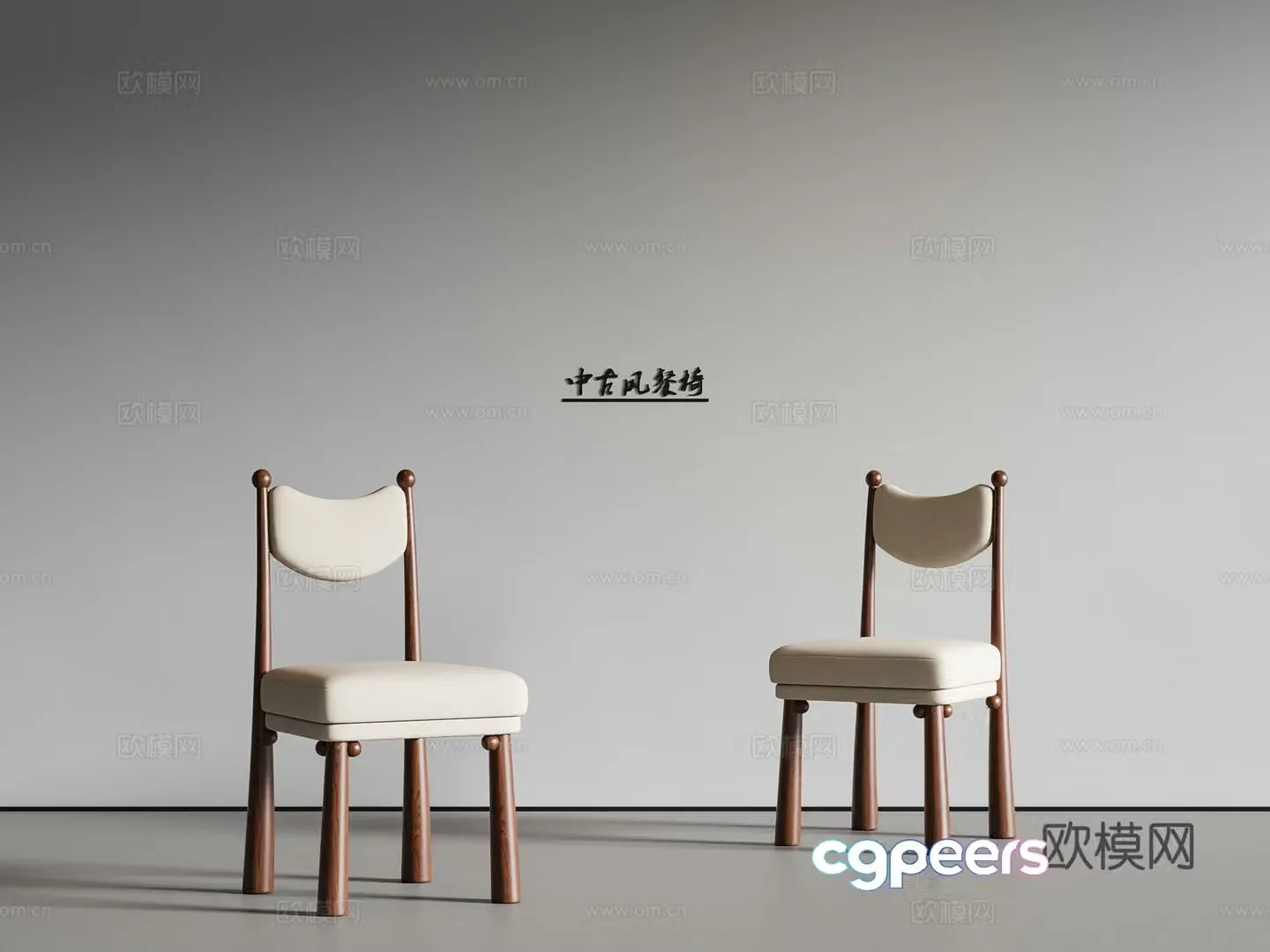 Medium style dining chair single chair 3d model