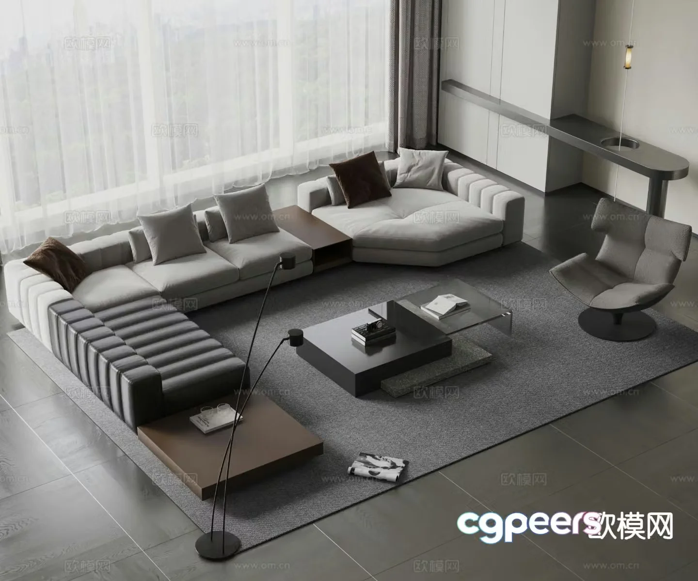 Modern sectional sofa 3d model