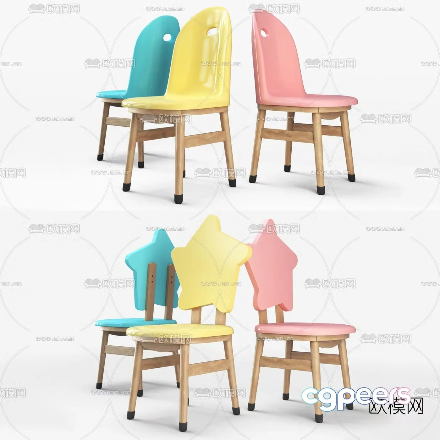 Nordic log children’s chair 3d model