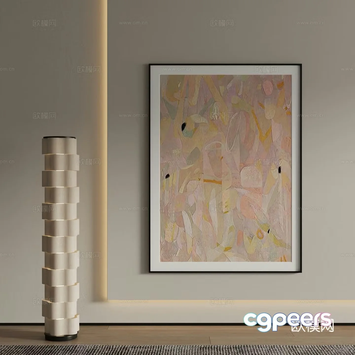 Modern decorative painting texture painting oil painting 3d model