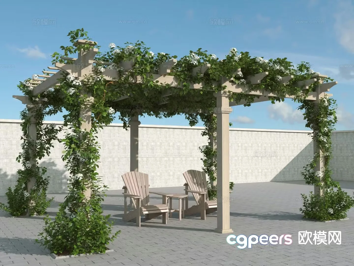 Modern trellis pavilion 3D model
