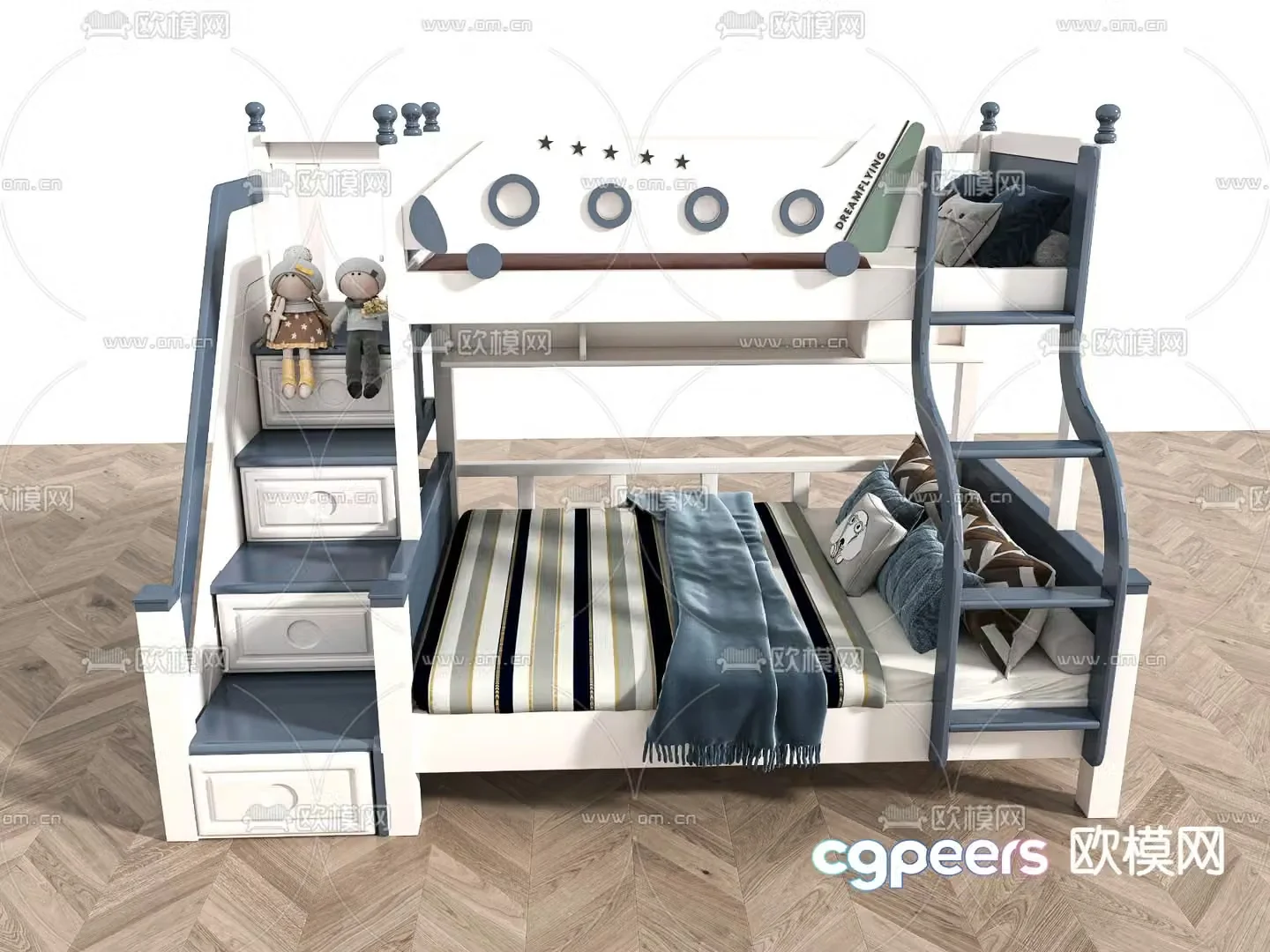 Children’s bed bunk bed bunk bed 3d model