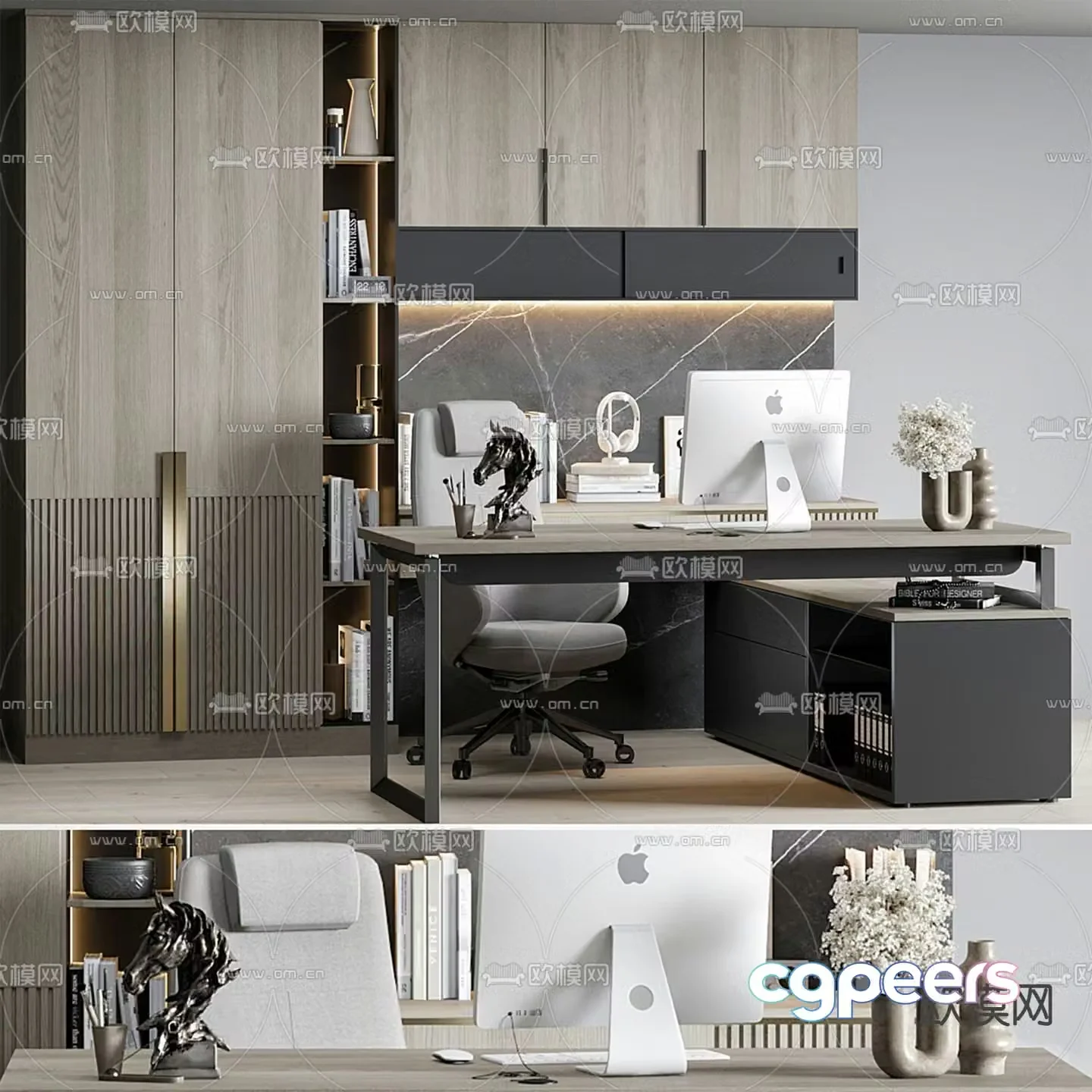 Office desk and chair position workstation 3d model