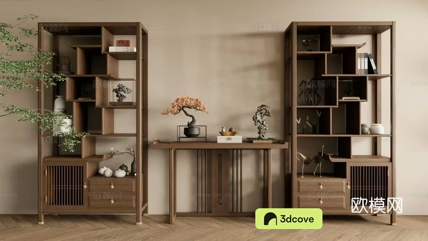 New Chinese style Zen-like ancient shelf