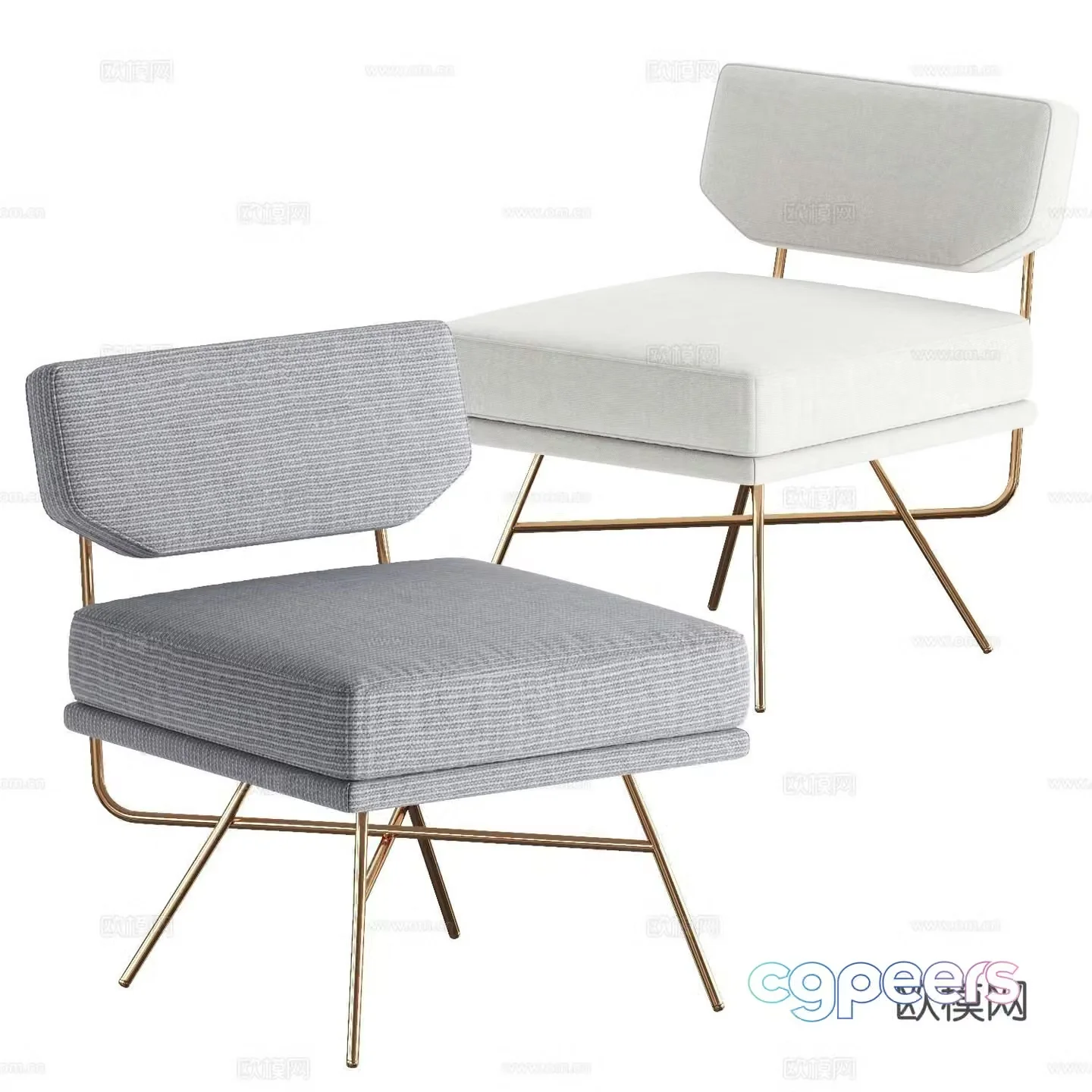 Modern minimalist chair fabric leisure chair 3d model
