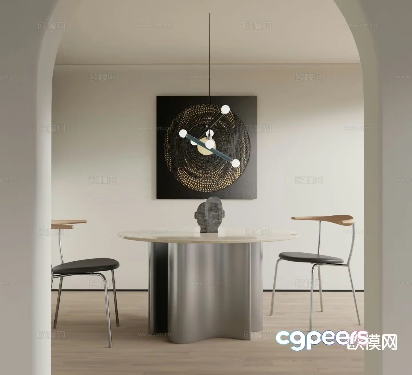 Italian dining table round dining table and chairs 3d model