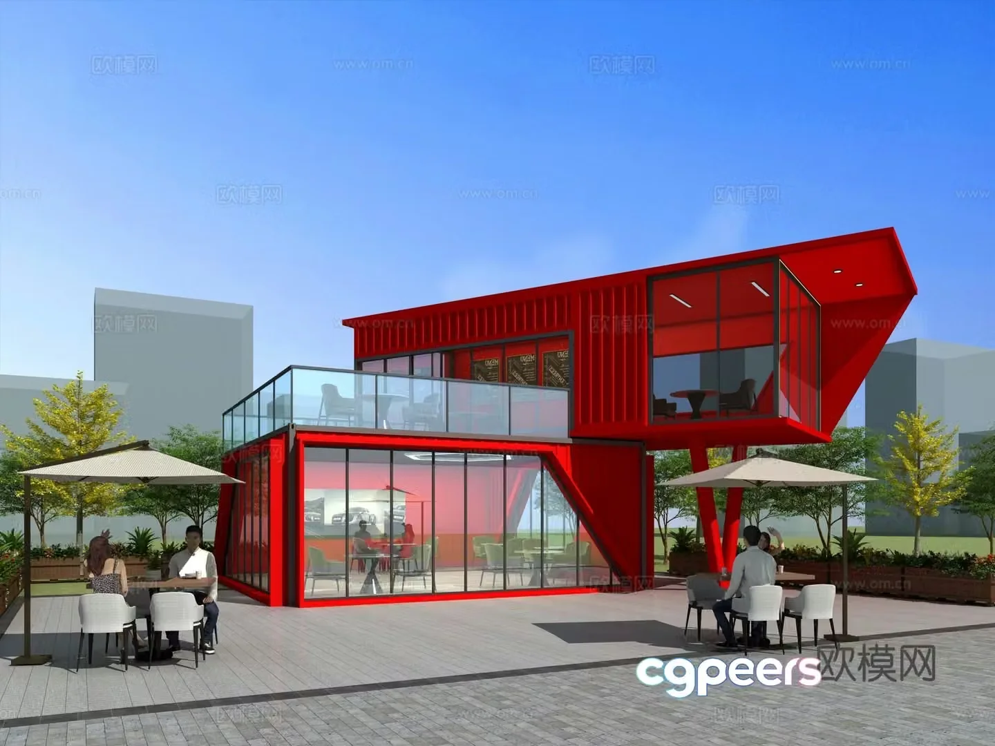 Container renovation characteristic marketing store outside 3D model