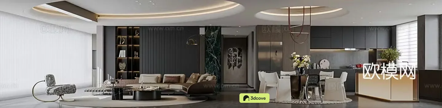 Italian light luxury living restaurant