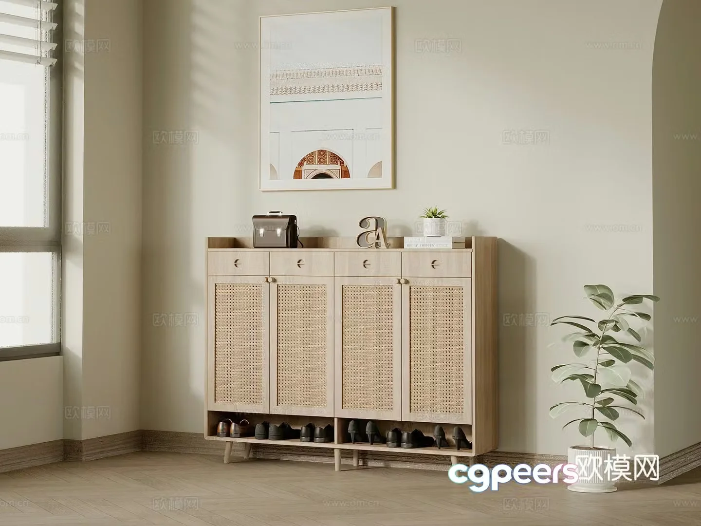 Jijifeng Entrance Cabinet Shoe Cabinet Side Cabinet 3D Model