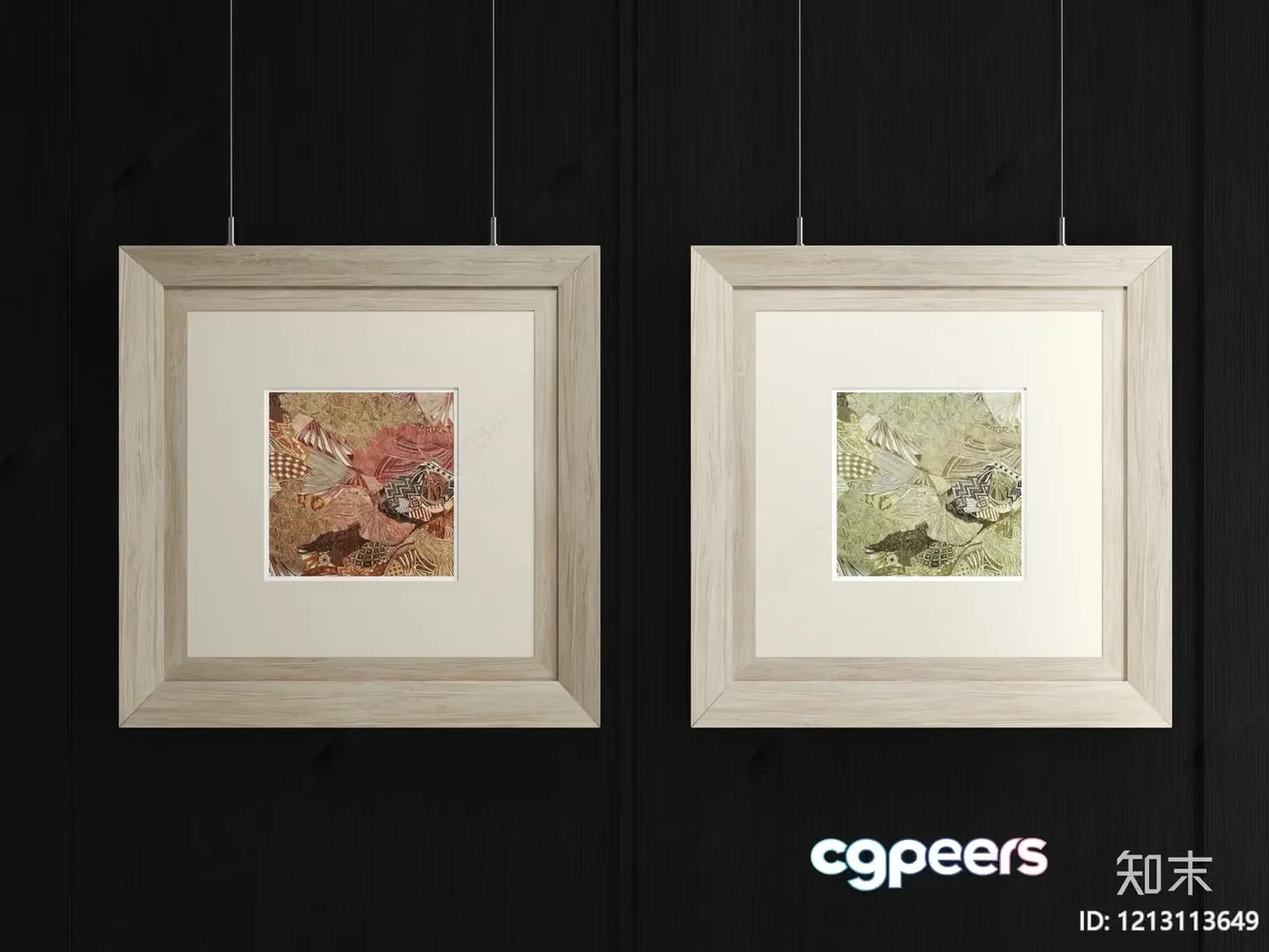 Two Square Picture Frames With A Light Wood Finish 3D Model – 5060 – VRAY Render