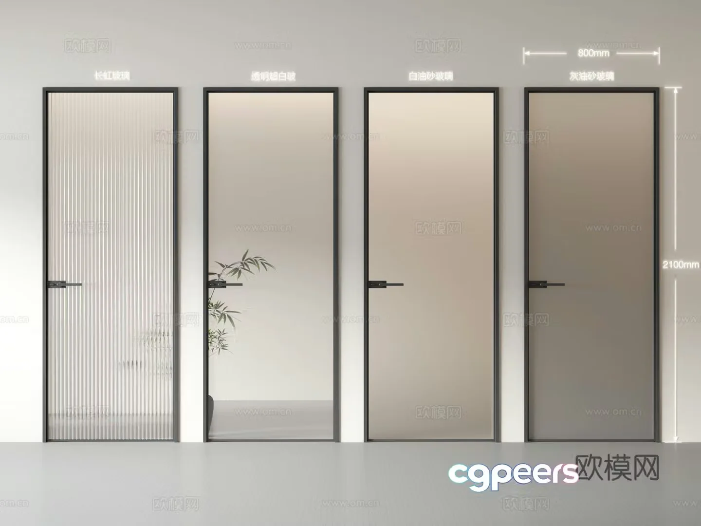 Modern single-open door Changhong glass door Oil sand glass door Single-open door Toilet door Bathroom door 3D model