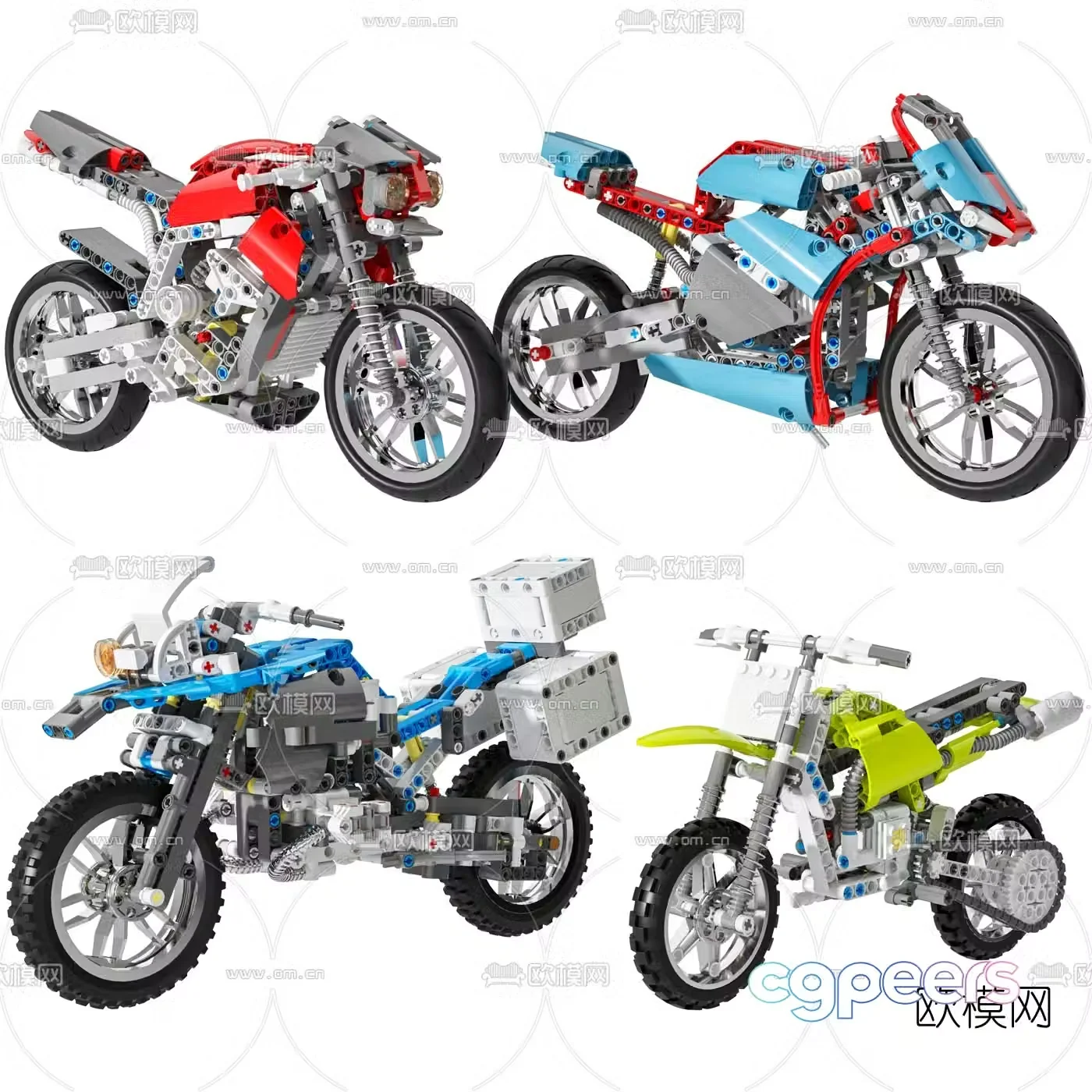Modern motorcycle lego brick toy 3d model