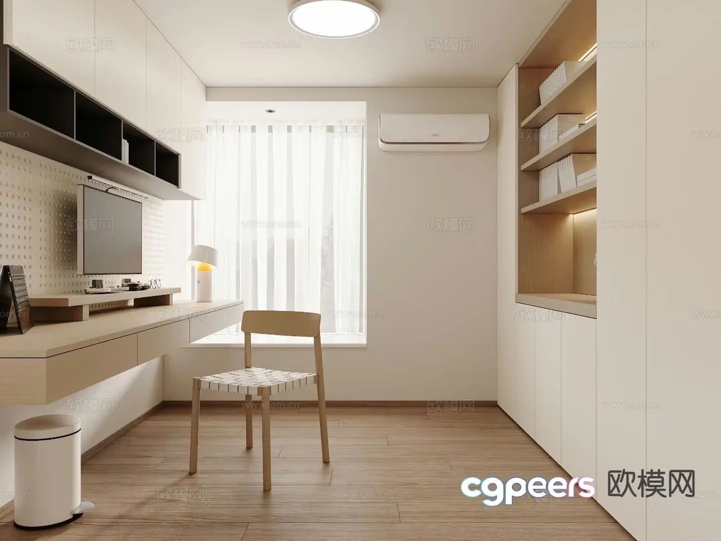 Modern study room 3d model
