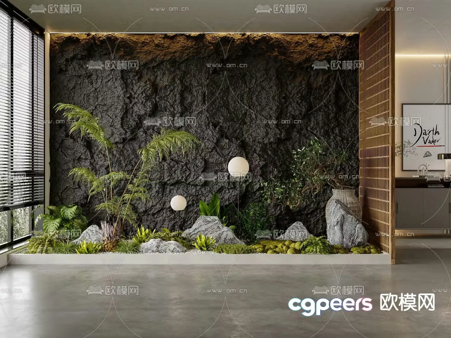 Indoor landscaping plant pile 3d model