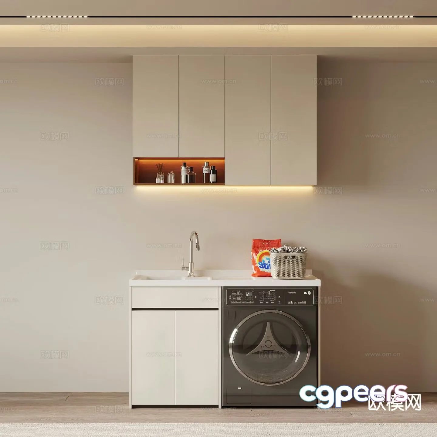 Modern washing machine cabinet balcony cabinet 3d model