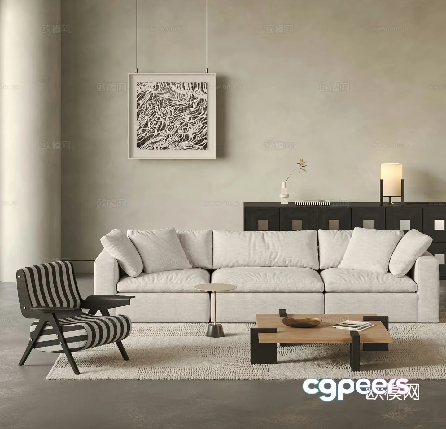 Norhor Nordic sofa coffee table combination Wasabi sofa Linen fabric sofa 3D model