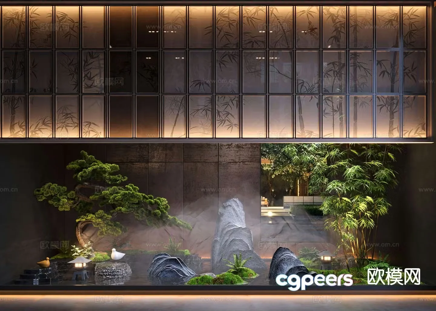 New Chinese style interior landscape moss sketch 3D model