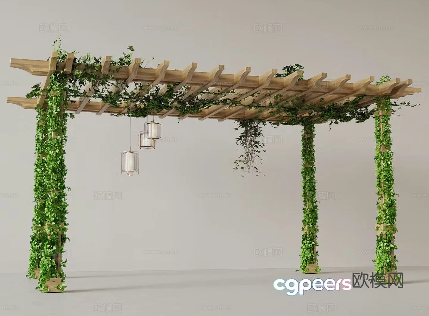 Modern wooden shelf grape rack 3d model