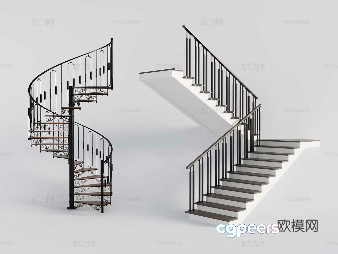 Iron stairs arc stairs suspended stairs 3d model