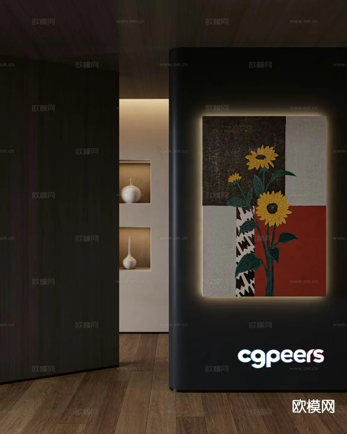 Medieval style decorative painting art painting flower hanging painting 3D model