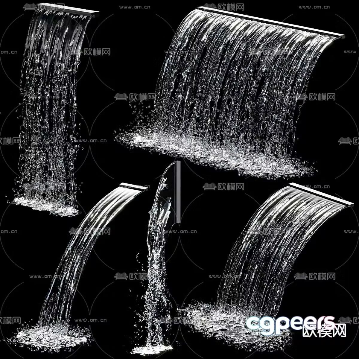 Waterfall falling water water curtain wall 3D model