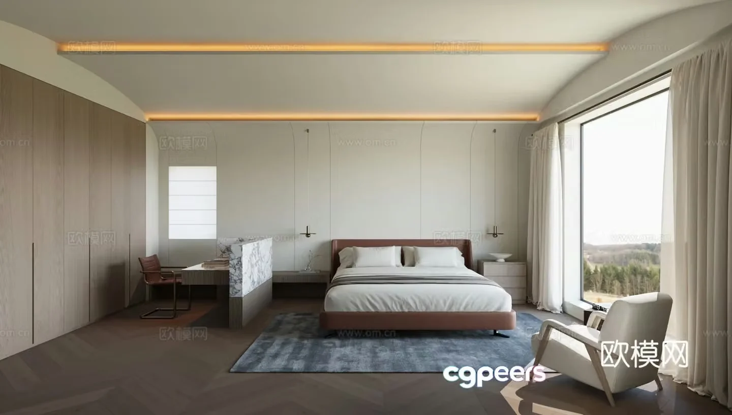 Modern bedroom master bedroom 3d model