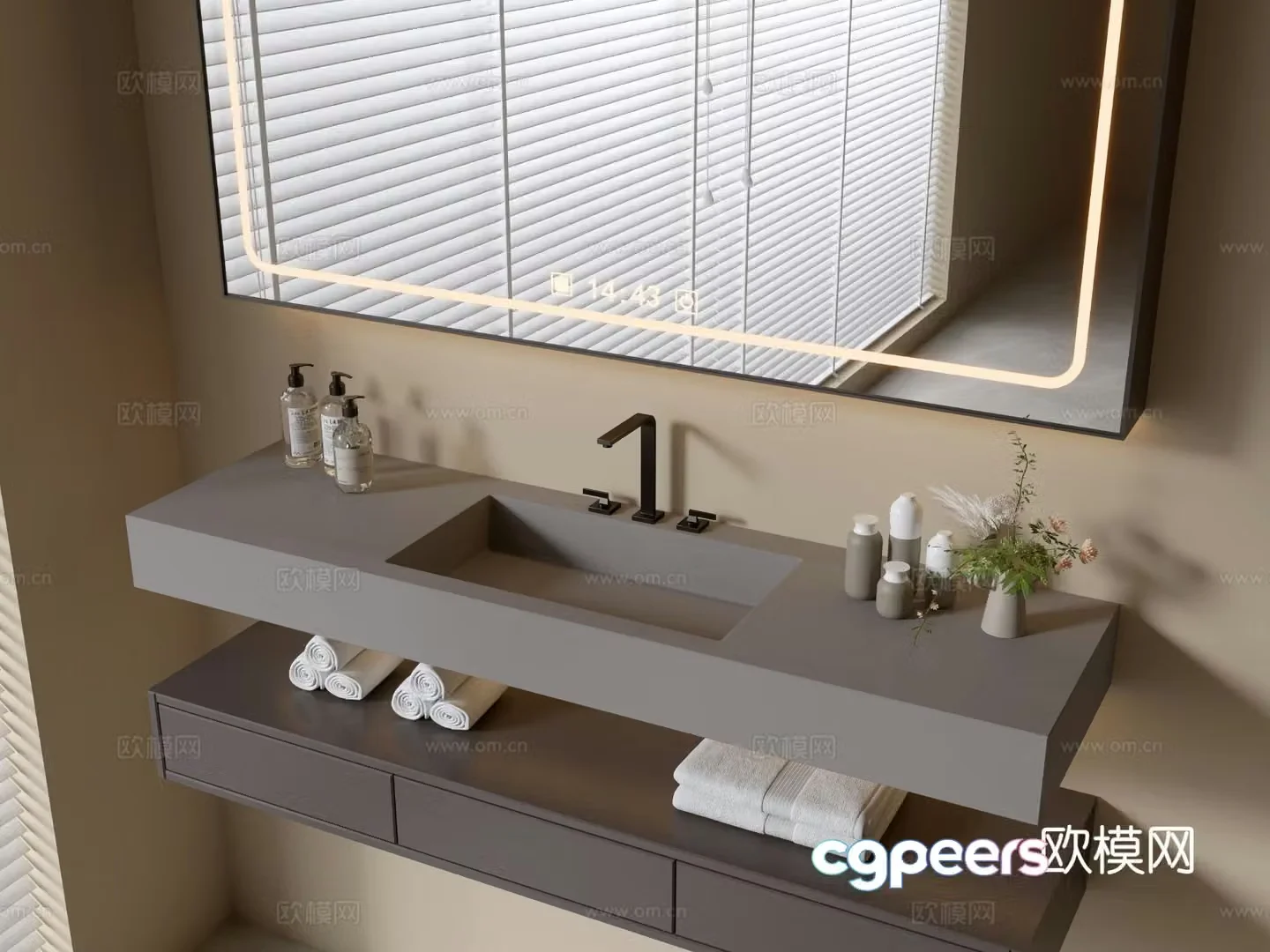 Modern bathroom cabinet bathroom basin bathroom ornaments mirror cabinet sink 3d model