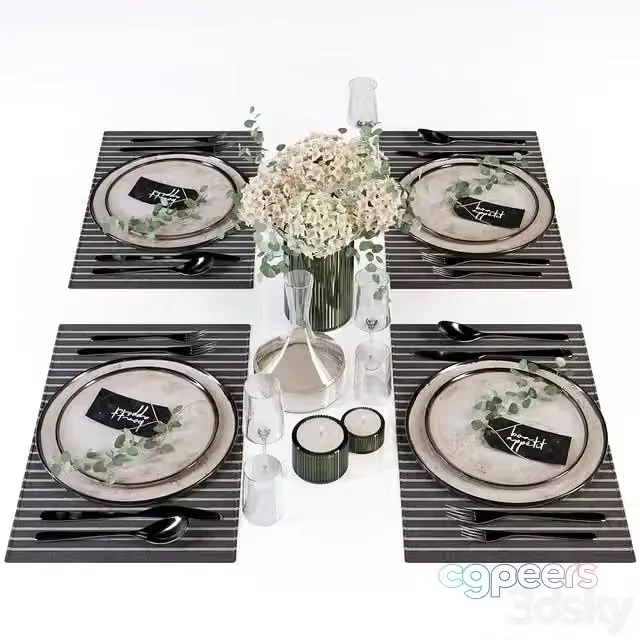 3ds Max Free – Beige Table Setting