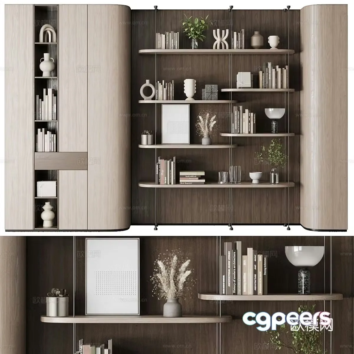 New Chinese style bookcase decorative cabinet 3D model