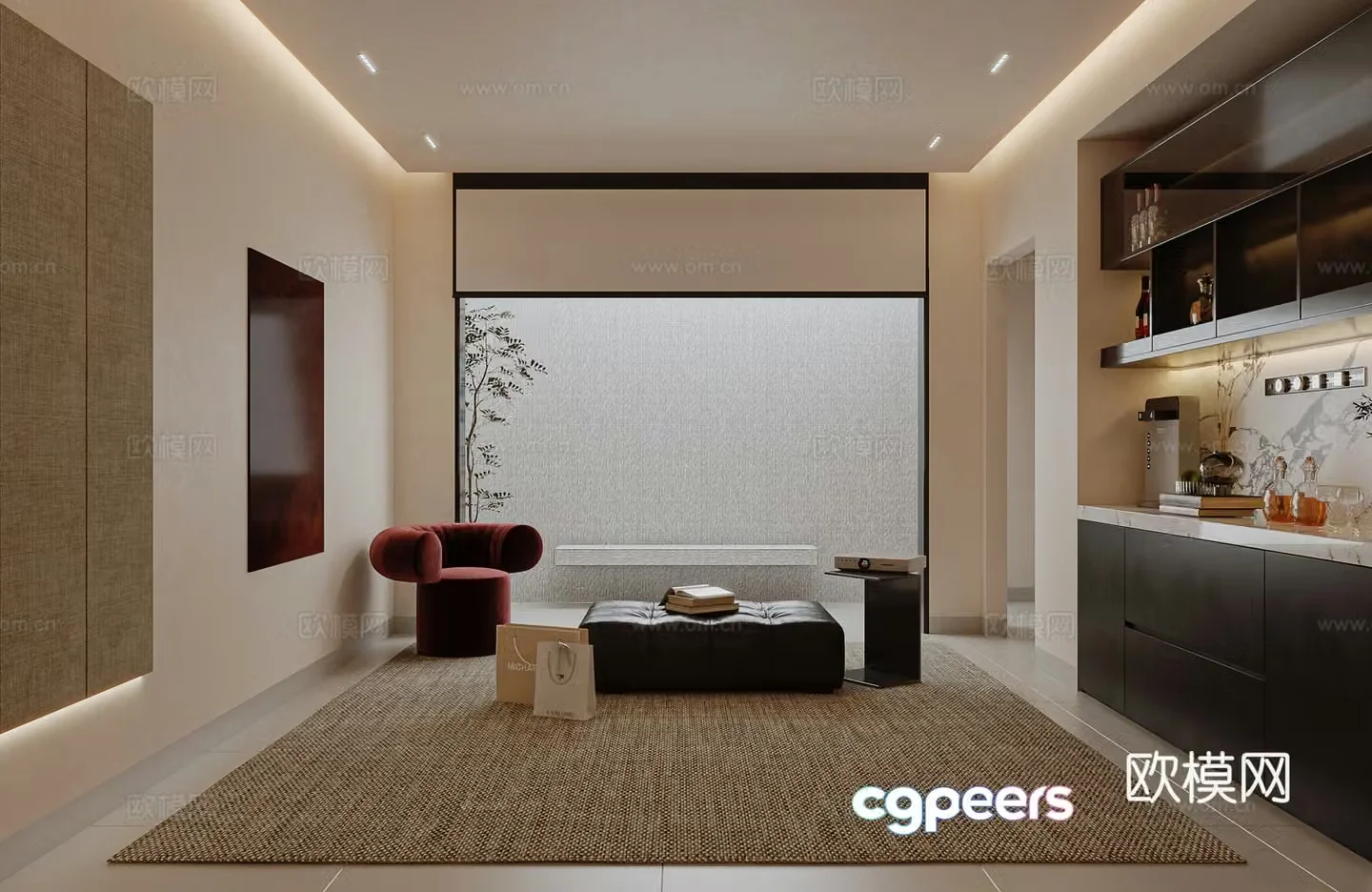 Modern home seating area leisure area 3d model