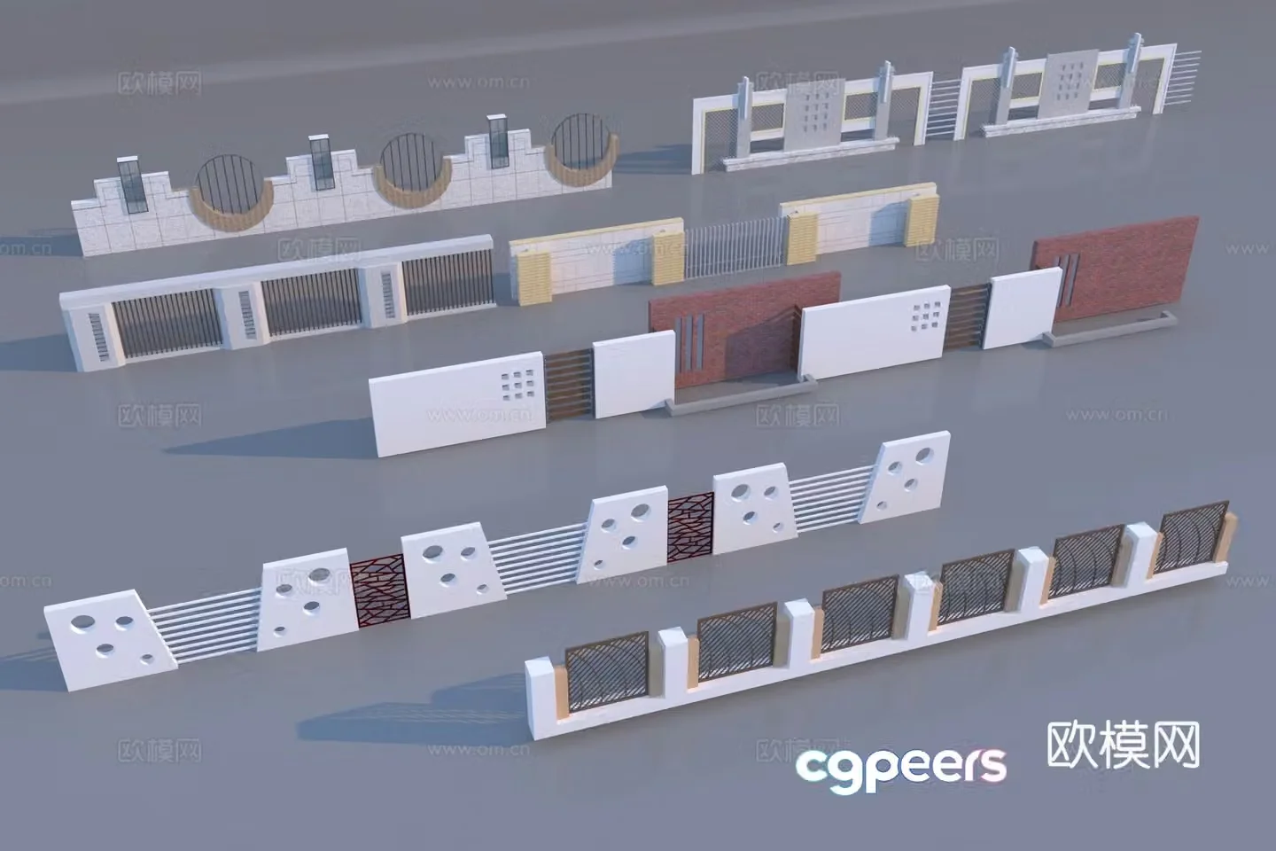 Modern railing creative fence 3d model