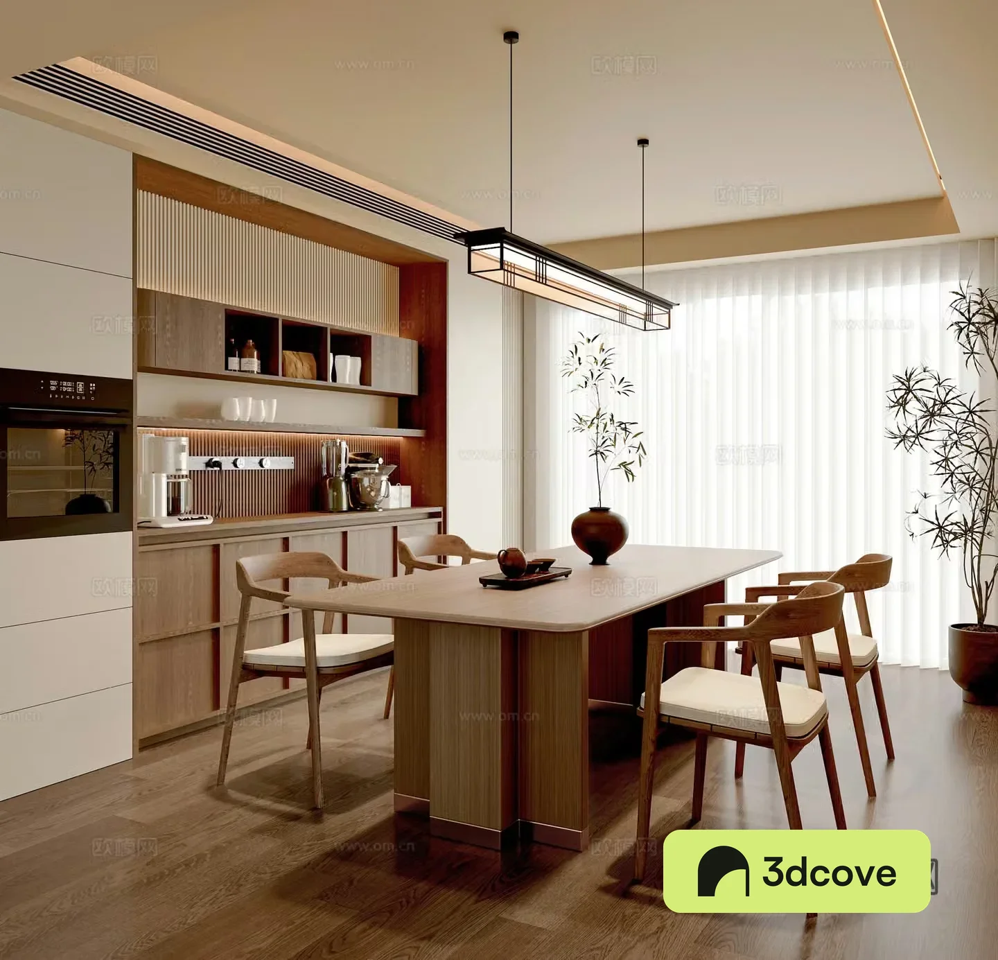 New Chinese restaurant Dining table and chairs Sideboard Decorative cabinet Chandelier Song style
