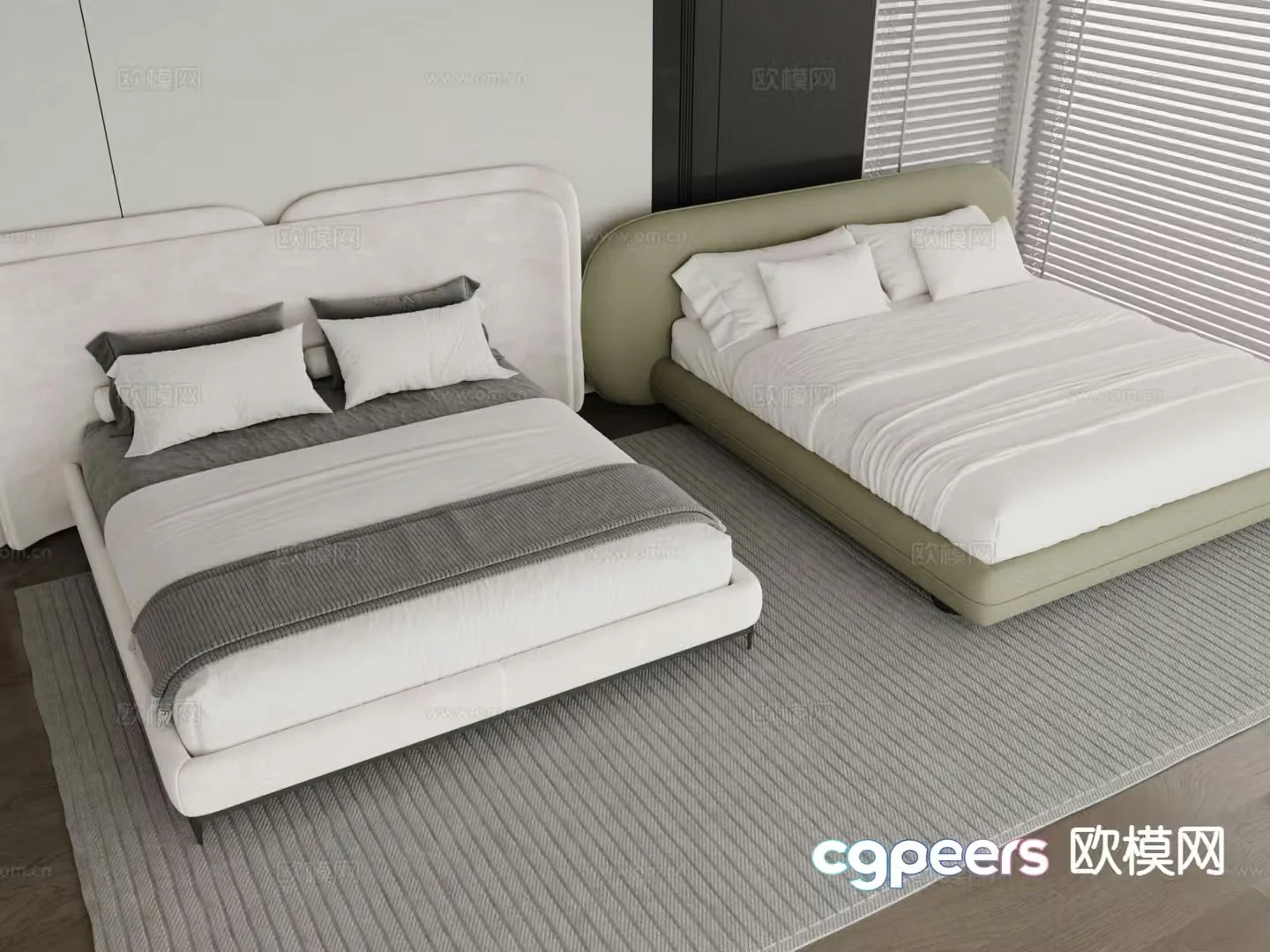 Modern double bed 3d model