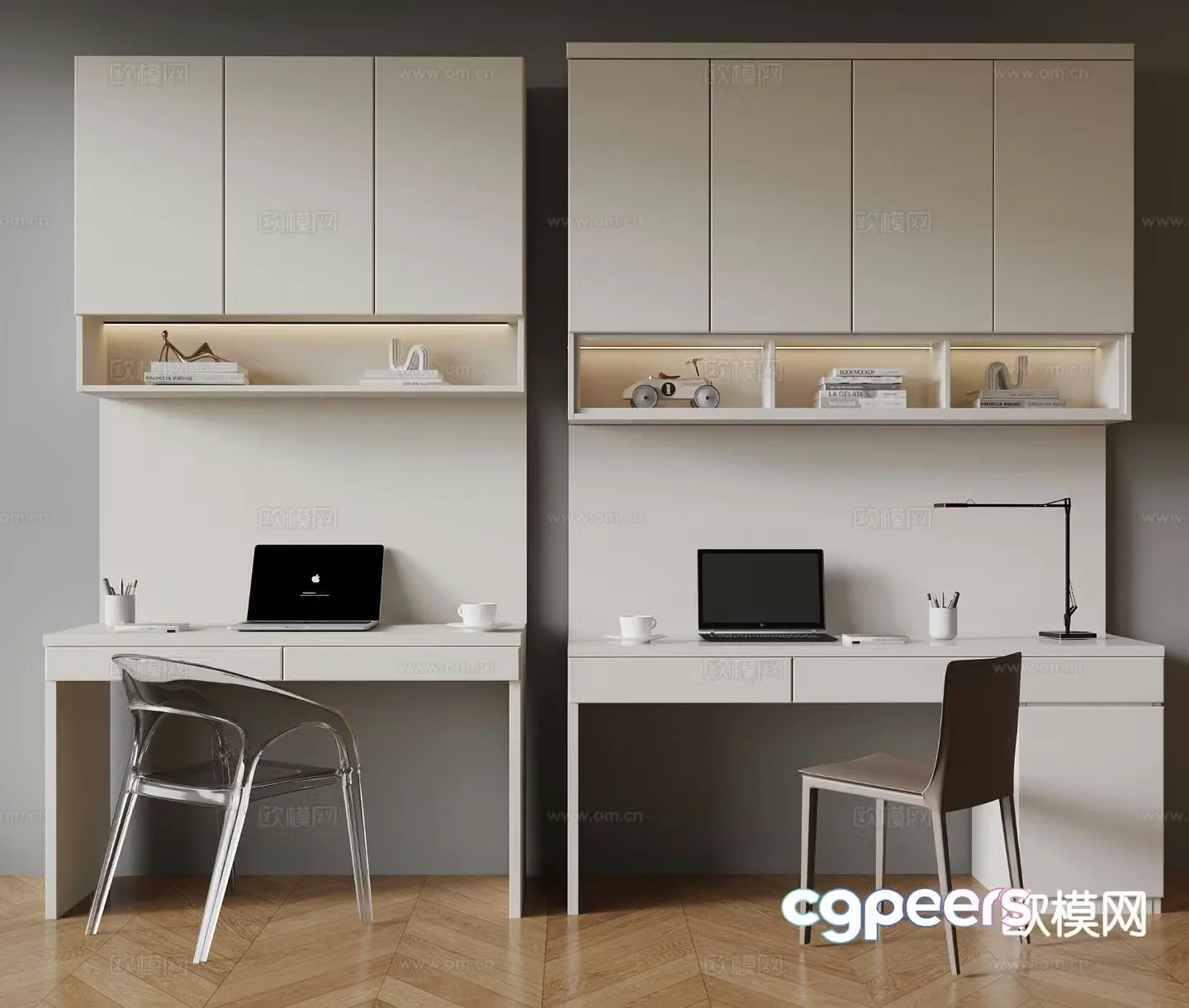 Modern desk and chair integrated desk 3d model