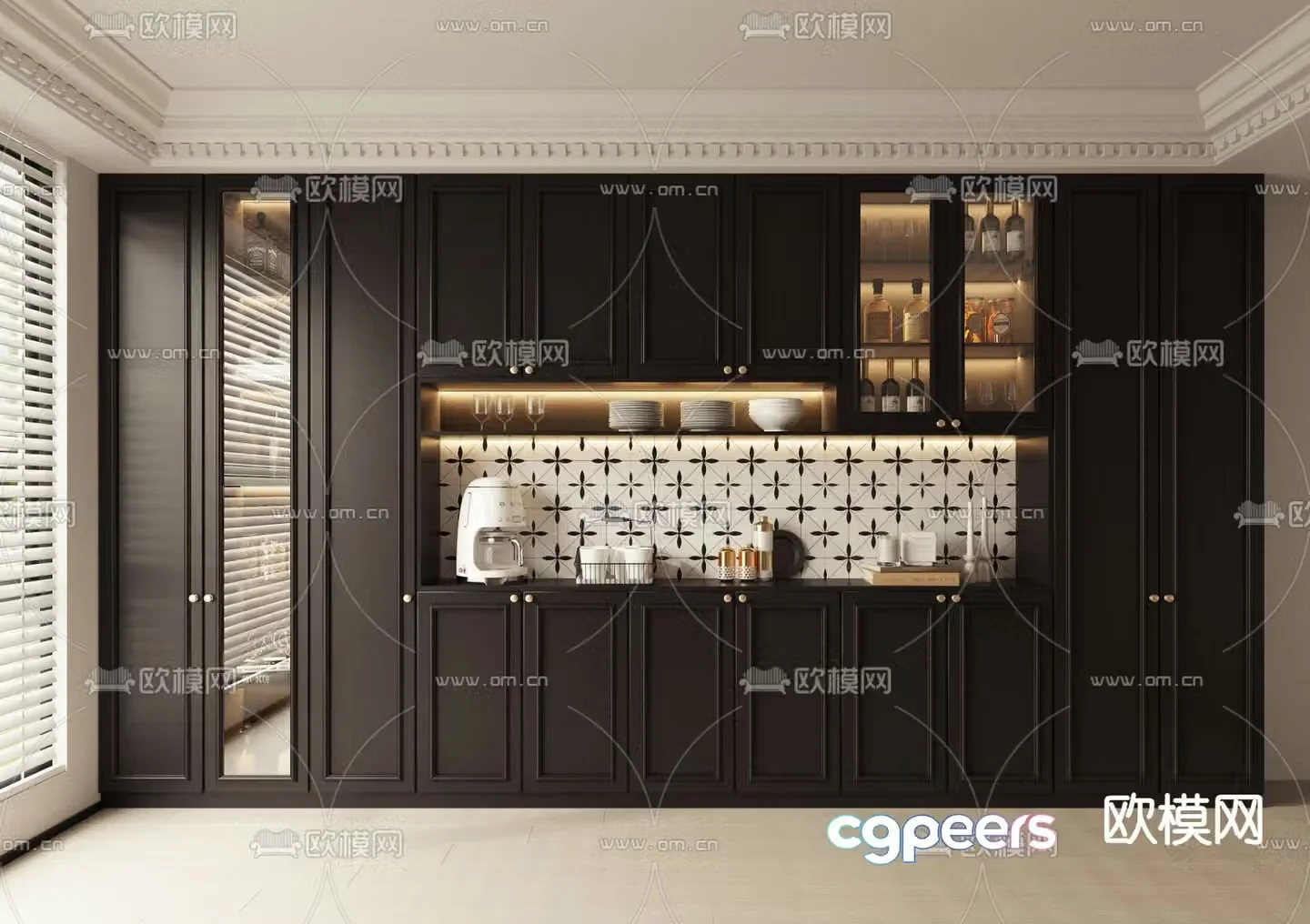 French wine cabinet sideboard 3d model