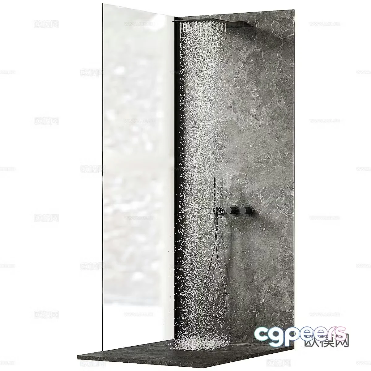 Modern Italian minimalist shower room 3D model