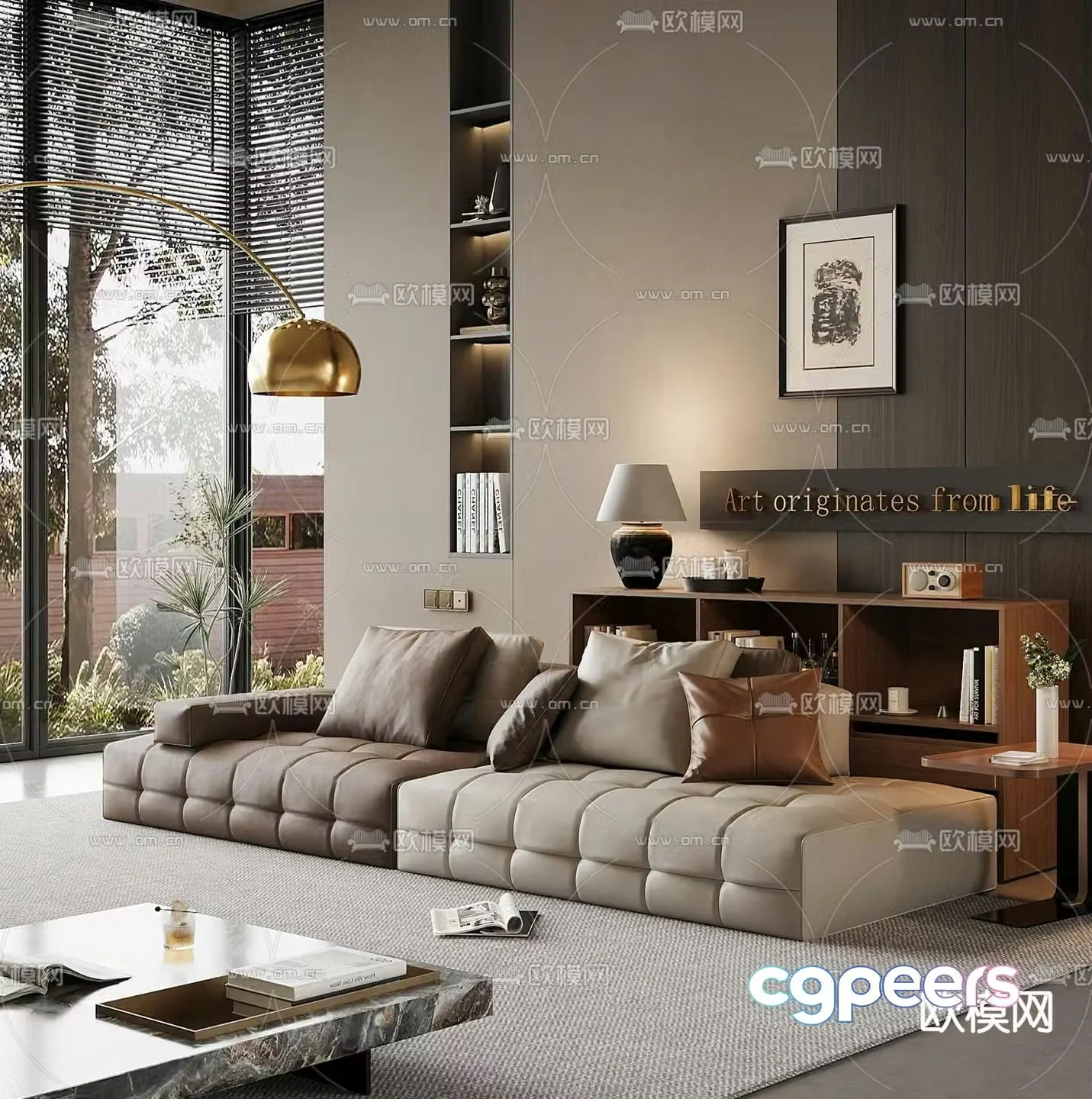 Italian sofa double sofa 3d model