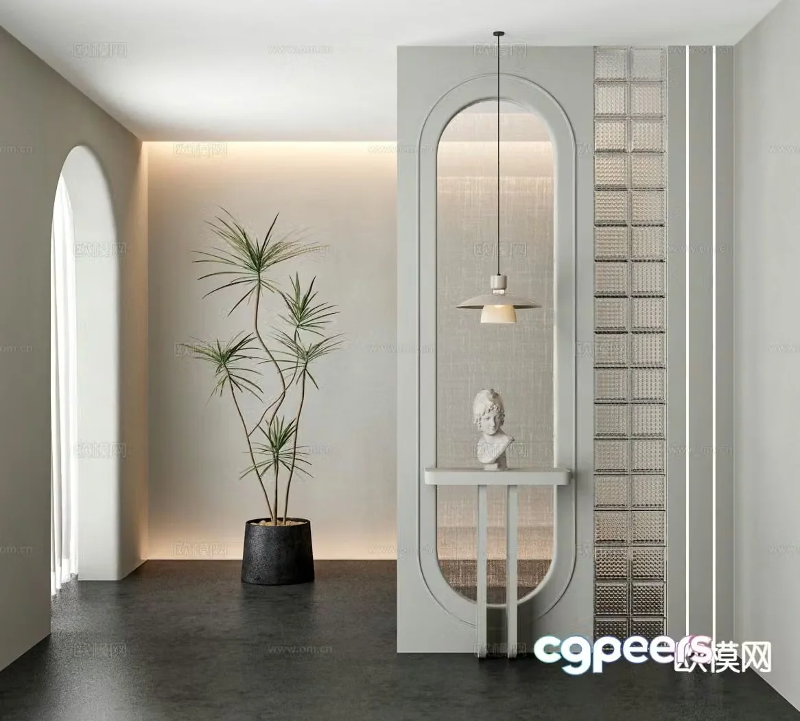 French entrance partition glass partition 3D model